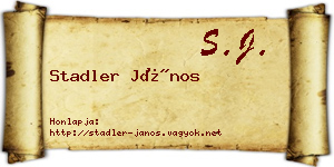 Stadler János névjegykártya